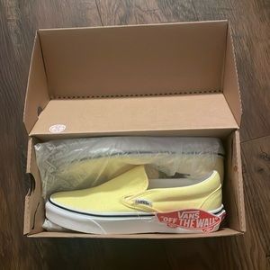 Brand new with tags yellow Vans slip ons